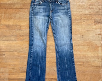 Vintage Low Rise Bootcut Jeans Size 28 (31&quot; Waist) Y2K 7 For All Mankind Denim Distressed