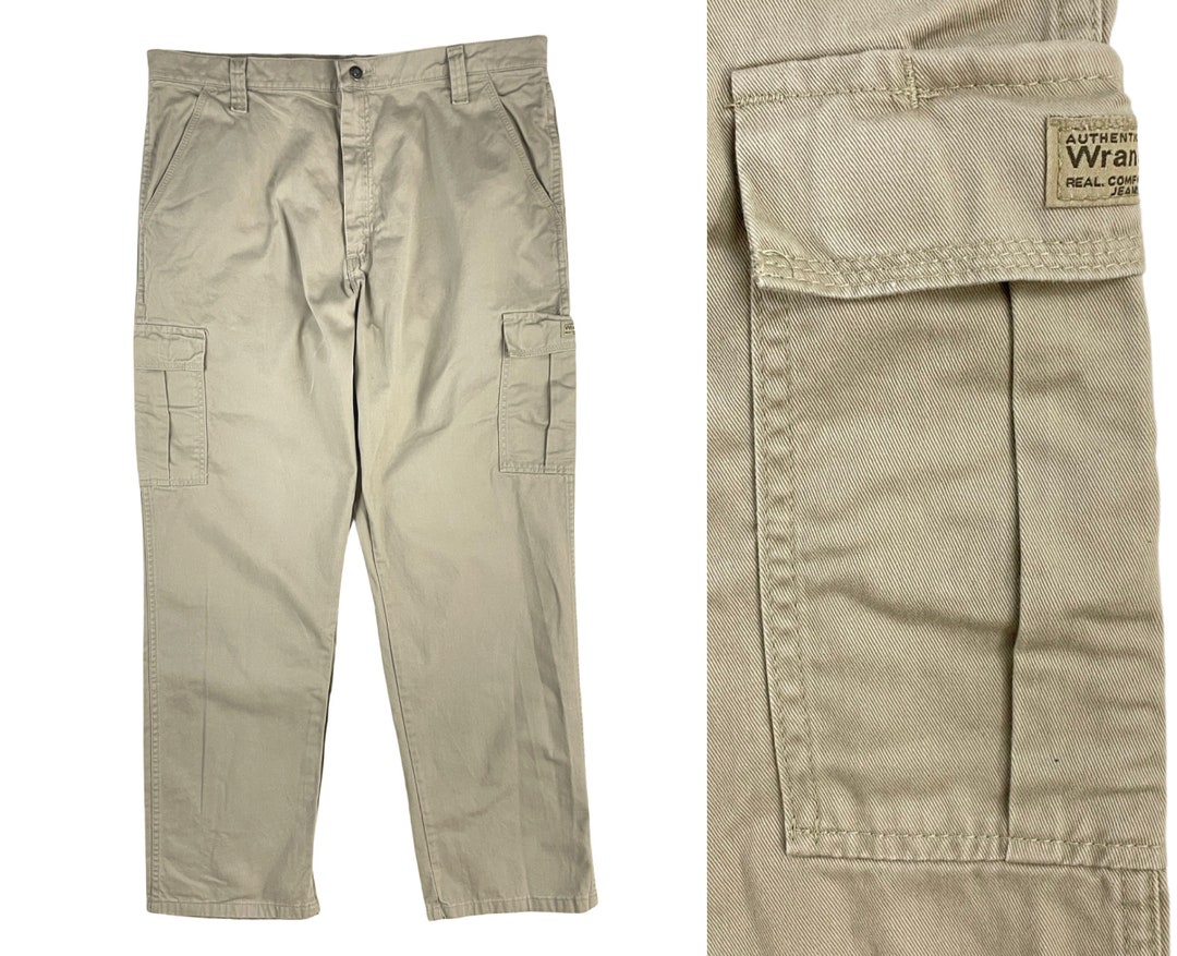 Vintage Mens Khaki Cargo Pants Size 38x32 38 Waist X 32 Inseam 1990s