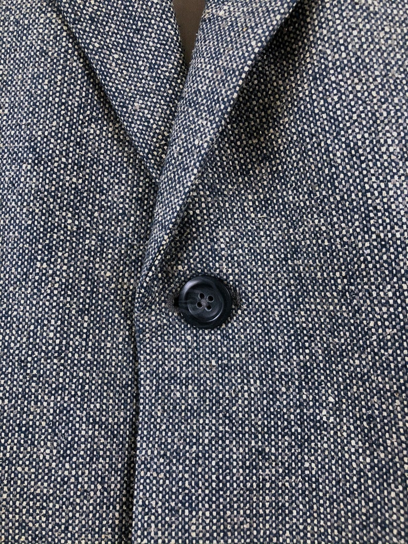 Vintage Mens Tweed Silk Blazer 80s Blue Woven Silk Suit Coat | Etsy