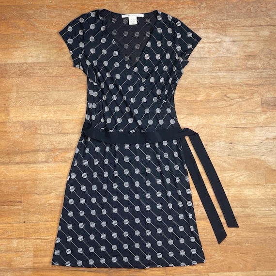 max studio knit dresses Vintage Stretch Knit Dress Size Medium 1990s Max Studio Black Geometric  Print Drop Waist