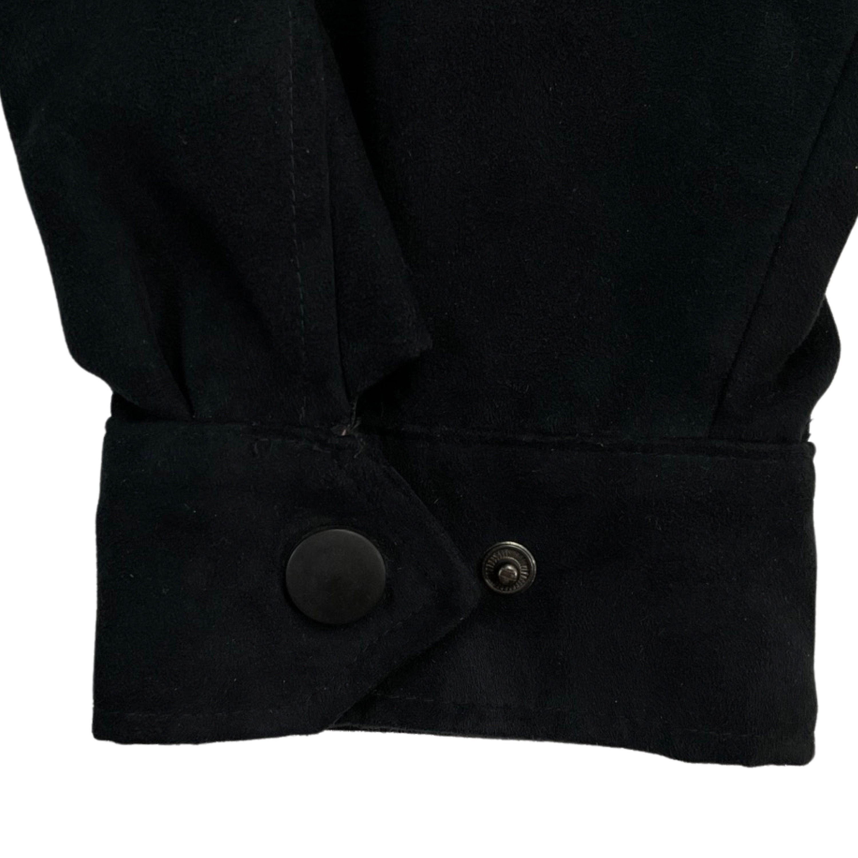Vintage Mens Black Faux Suede Jacket | 1990s Microfiber