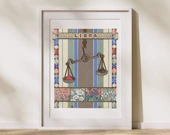 Libra Zodiac Art Print | Astrology Poster | Zodiac Gifts | Star Sign, Wall Art | Modern Vintage Art