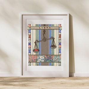Libra Zodiac Art Print | Astrology Poster | Zodiac Gifts | Star Sign, Wall Art | Modern Vintage Art