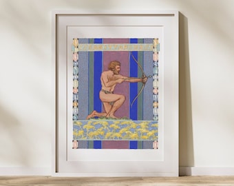 Sagittarius Zodiac Art Print | Astrology Poster | Zodiac Gifts | Star Sign, Wall Art | Modern Vintage Art