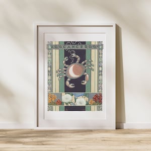 Cancer Zodiac Art Print | Astrology Poster | Zodiac Gifts | Star Sign, Wall Art | Modern Vintage Art