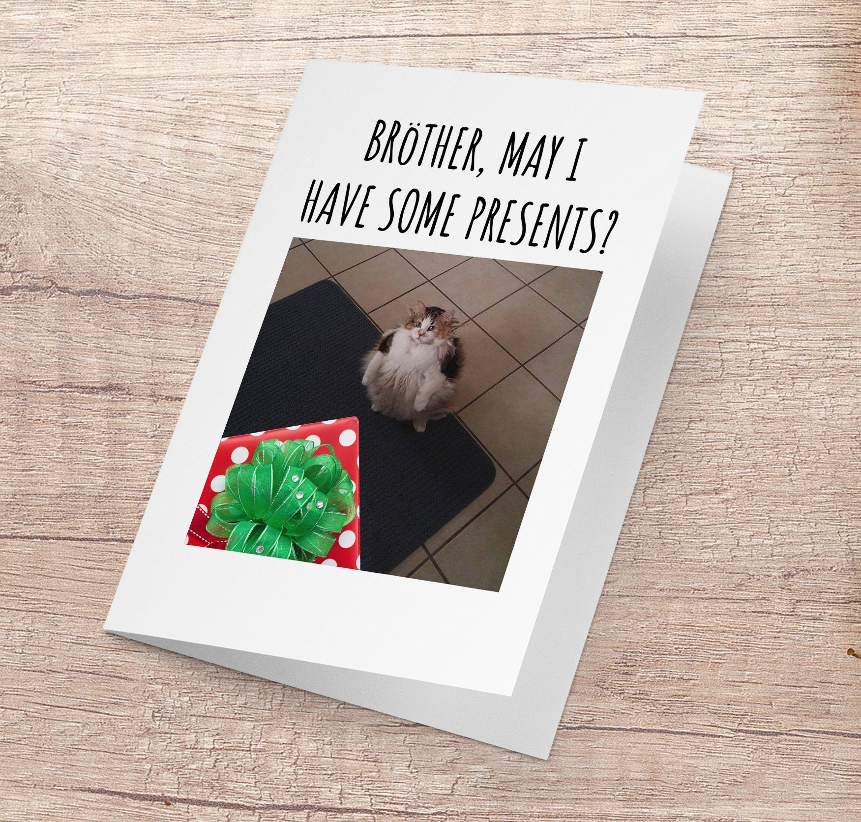 Brother May I Have Some Presents, Birthday Card, Bröther, Cat Meme