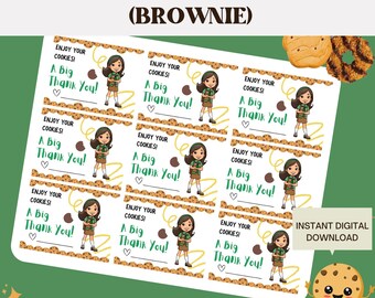 Brownie Girl Scout Cookie Thank You Note | Girl Scout Cookie Digital Download | Instant Printable Thank You | Girl Scout Appreciation Note |