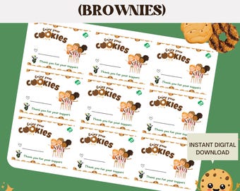 Brownie Girl Scout Cookie Thank You Note | Girl Scout Cookie Digital Download | Instant Printable Thank You | Girl Scout Appreciation Note |