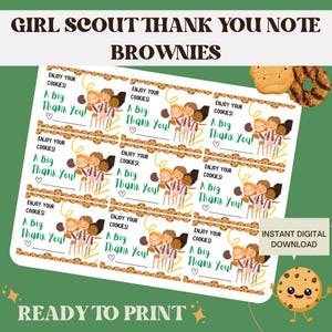 Brownie Girl Scout Cookie Thank You Note | Girl Scout Cookie Digital Download | Instant Printable Thank You | Girl Scout Appreciation Note
