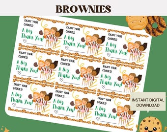 Brownie Girl Scout Cookie Thank You Note | Girl Scout Cookie Digital Download | Instant Printable Thank You | Girl Scout Appreciation Note