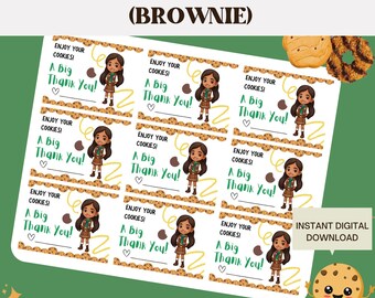 Brownie Girl Scout Cookie Thank You Note | Girl Scout Cookie Digital Download | Instant Printable Thank You | Girl Scout Appreciation Note |