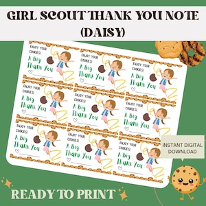 Daisy Girl Scout Thank You Note | Girl Scout Cookie Digital Download | Instant Printable Thank You | Girl Scout Appreciation Note |