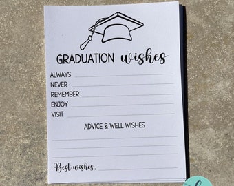 Graduation Wishes Cards Set of 12, Grad Party cards, Graduate Well Wishes, Graduation Party advice cards