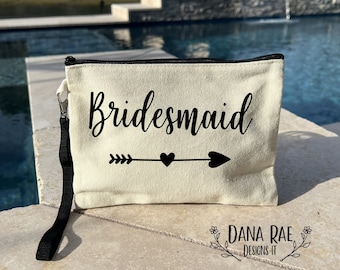 Bridesmaid Cosmetic Bag, Bridal Party Gift, Engagement, Wedding, Anniversary, Mom, Teacher, Maid of Honor, Flower Girl