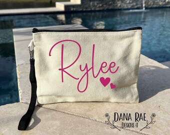 Personalized Cosmetic Bag, Bridesmaid Gift, Wedding, Anniversary, Mom, Teacher, BFF, Teenager birthday gift