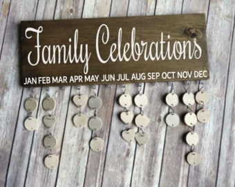 Handmade Family Celebrations Board, Family Birthday Board, Family Birthday Calendar, Celebration Board, Wall Calendar