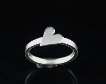 Hammered Sideways Heart Sterling Ring Heart Ring Sterling - Etsy