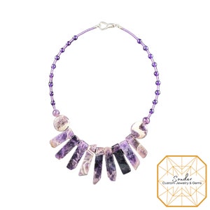 Amethyst Tribal Dangle Necklace with Sterling Silver Components