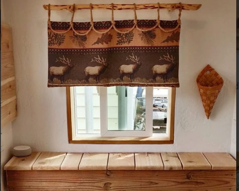 Rustic Cabin Curtain Rods Natural Wood Curtain Rod, Rustic Wooden Drapery Rod, Heavy Duty Cedar ...