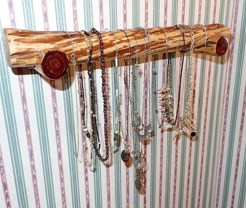 Wooden Jewelry Rack Hanging Necklace Holder Wood Jewelry Etsy