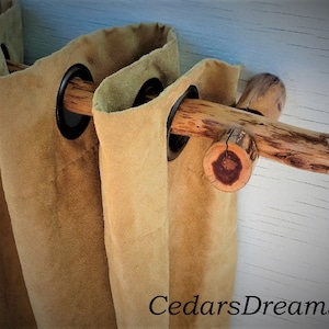51&quot;- 70&quot; Wood Curtain Rod & Curtain Rod Holders To Match, Rustic Drapery Rods, Reclaimed Wood  For Rustic Decor