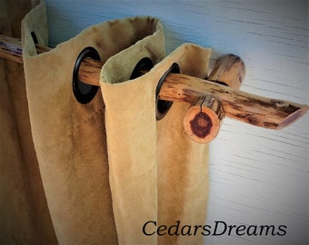 51&quot;- 70&quot; Wood Curtain Rod & Curtain Rod Holders To Match, Rustic Drapery Rods, Reclaimed Wood  For Rustic Decor