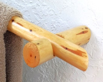 Handmade rustic towel rack bathroom. Reclaimed cedar wood towel bar. Bath towel holder for rustic bathroom Reclaimed  Wood For Rustic Decor,
