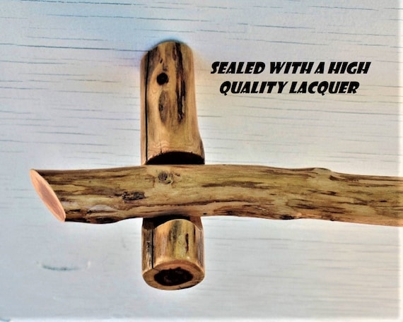 Wood Curtain Rod Wall Mount Primitive Decor Bracket Holder Rustic Cabin 55 75 Inch