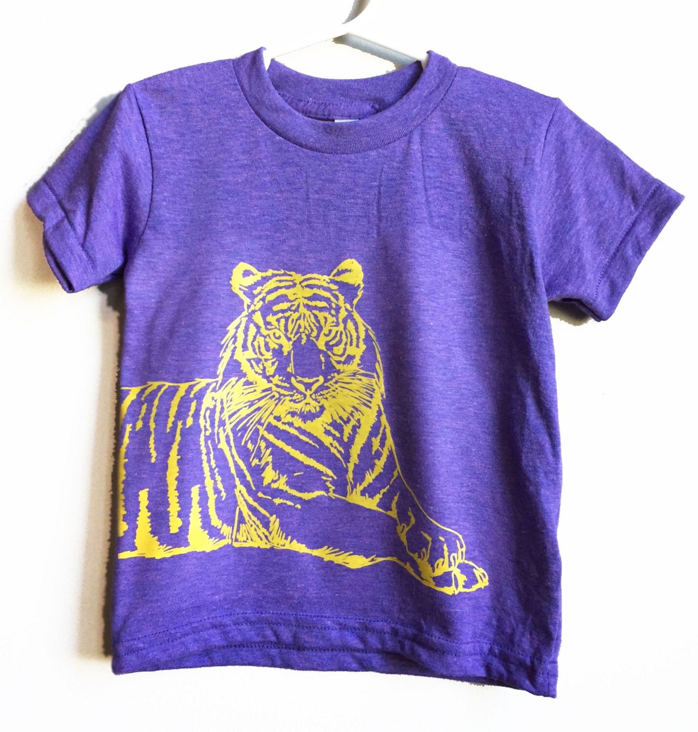 Unisex Purple and Gold Vintage Tiger Shirt, LSU shirts for kids, Tige…