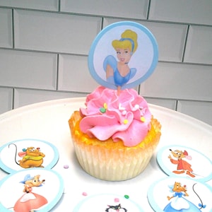 Princess Cinderella cupcake picks, Princess birthday decorations, Princess party cupcake toppers, Cinderella birthday cupcake decorations