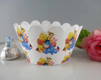 Winnie the Pooh Cupcake Wrappers, Handmade Party Decor