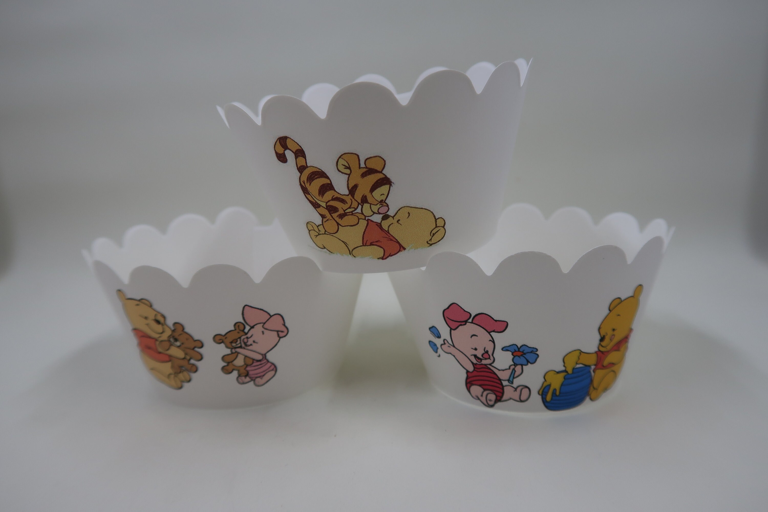 Sales Ready to ship 12 cupcake wrappers Winnie the Pooh Cupcake Wrappers Pooh themed party Classic Winnie The Pooh