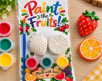 Paint Your Own Fruit, DIY Plaster Craft Kit, Kids Art Activity, Birthday Party Favor, Creative Gift