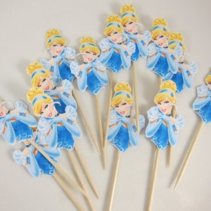 Set of Princess Cinderella Cupcake Toppers ,Cinderella cupcake picks Double sided