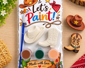 Cowboy Plaster Paint Kit, Paint Your Own Western Figurine, DIY Craft, Kids Art Activity, Birthday Party Favor