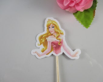 Sleeping Beauty Cupcake Toppers, Princess Aurora Birthday Party, Double Sided