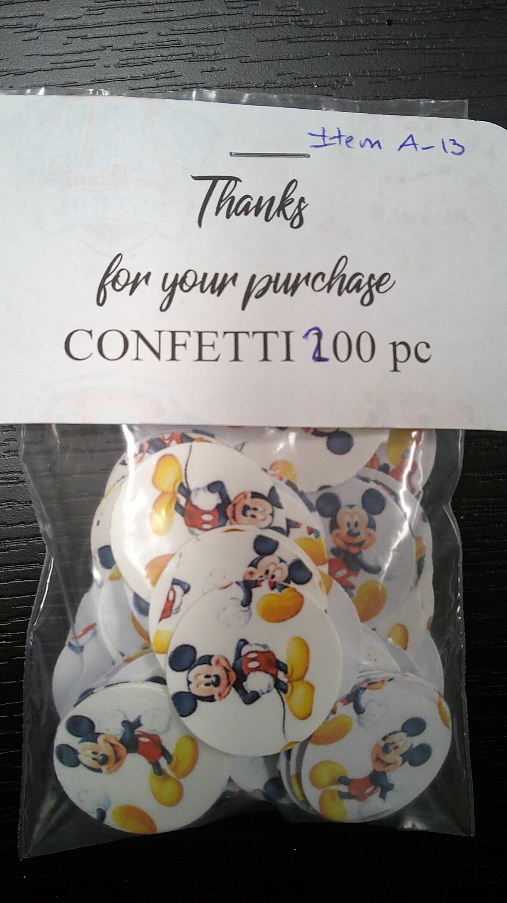 READY to Ship 200 pc Mickey Mouse themed Confetti 200 pieces Birthday confetti Mickey Mouse party confetti Small confetti
