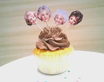 Golden Girls Party Picks , Vintage TV Theme Decor,  80s Birthday Cupcake Toppers