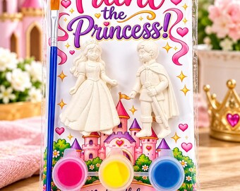 Princess themed Plaster Paint Kit, Paint Your Own Princess Figurine, DIY Craft, Kids Art Activity, Princess Birthday Party Favor