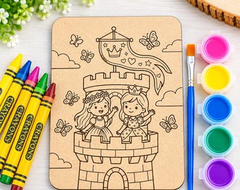 Princess Wooden Paint Boards Kit, Paint Your Own Wooden Princess, Girls Birthday Party Favor, DIY Craft Activity