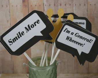 Hamilton the Musical Inspired Photo Booth Props, party supplies , Photo Backdrop