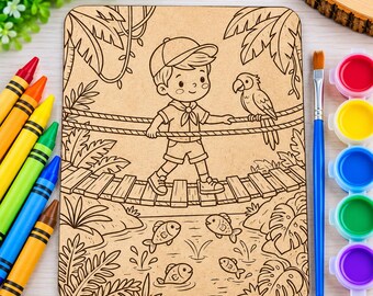 Camping DIY Paint Kit, Wooden Paint Board, Paint Your Own Craft, Boys Birthday Party Favor, Adventure Activity, DIY Coloring Kit