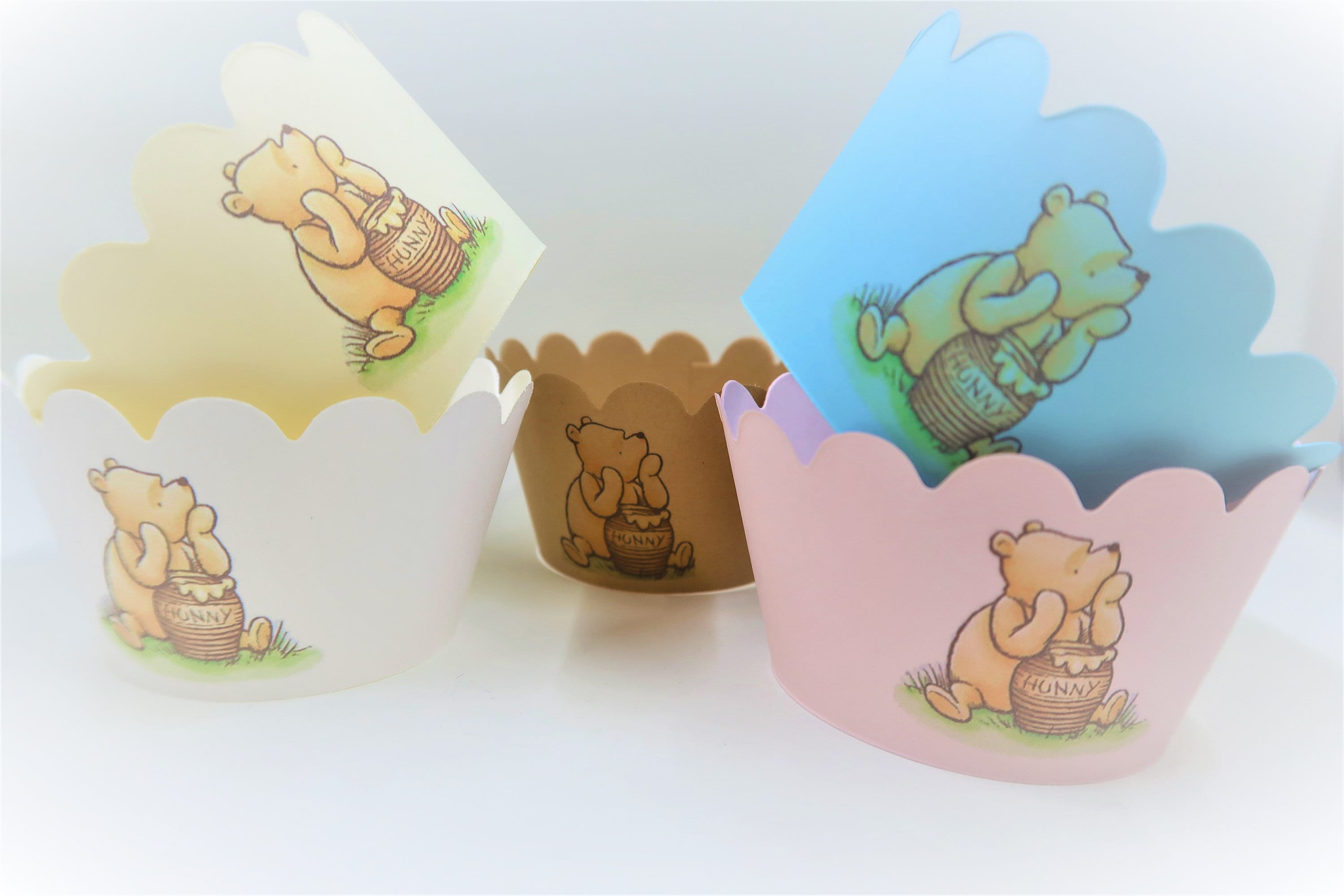 Classic Winnie the Pooh cupcake wrappers Classic Winnie the pooh Baby Shower cupcake wrappers