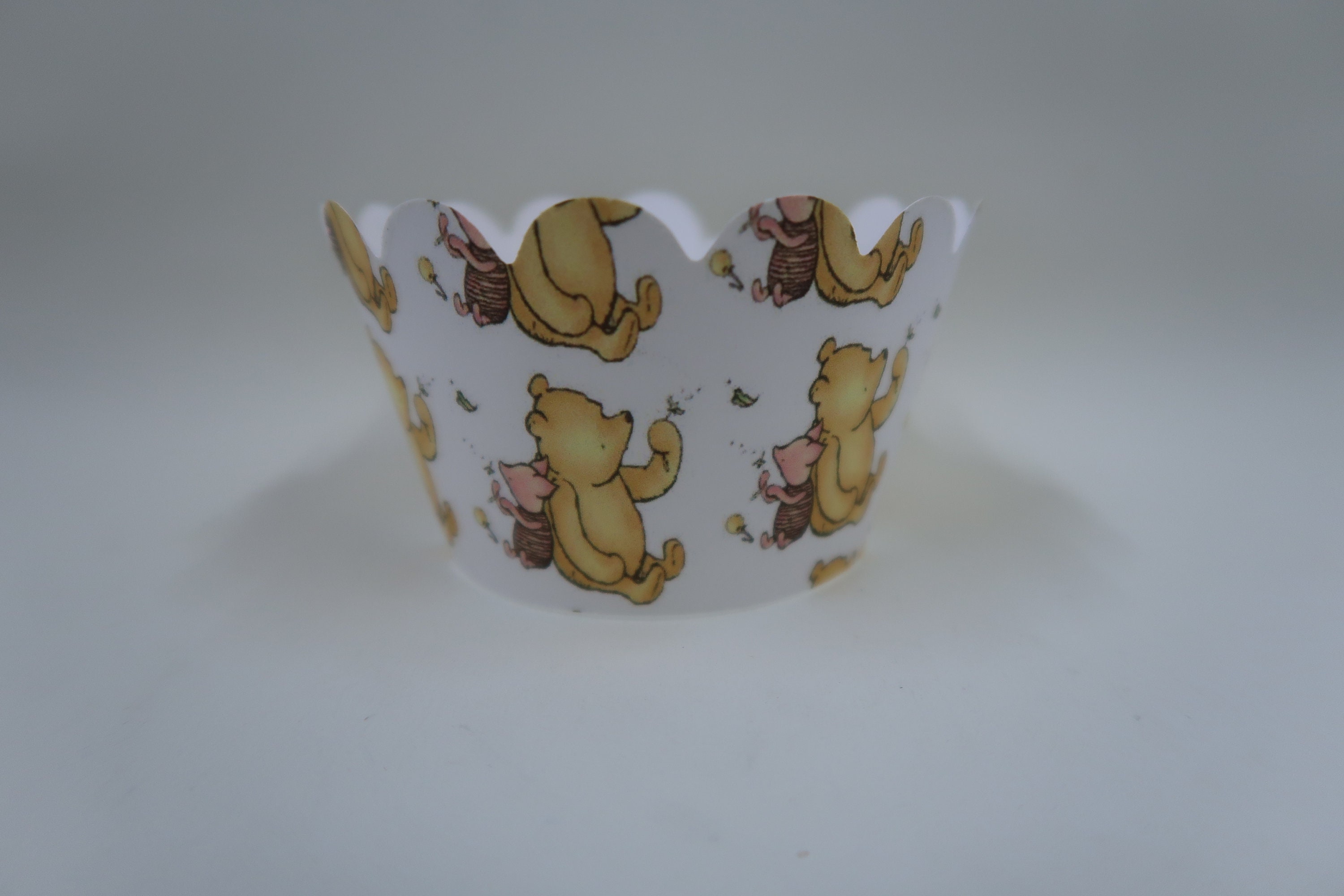 Sales Ready to ship 12 White cupcake wrappers Winnie the Pooh Cupcake Wrappers Classic Pooh themed party Classic Winnie The