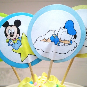 Mickey Mouse themed cupcake picks, Mickey baby shower decorations, Minnie Mouse party cupcake toppers, Minnie birthday cupcake decorations