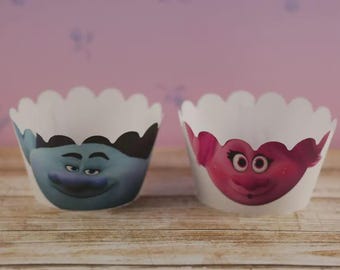 Trolls Cupcake Wrappers ,  Party Cupcake Wraps for Kids Birthday Decoration, Table Decor Supplies