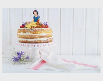 Princess Cake Topper ,  Snow White Double-Sided Birthday Decor