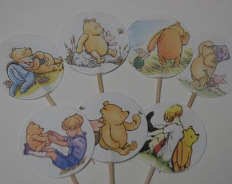 Winnie Cupcake Toppers, Birthday Party Decor supplies, Baby Shower Picks