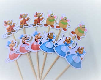 Cinderella Mice Cupcake Toppers, Princess Birthday Party Decor
