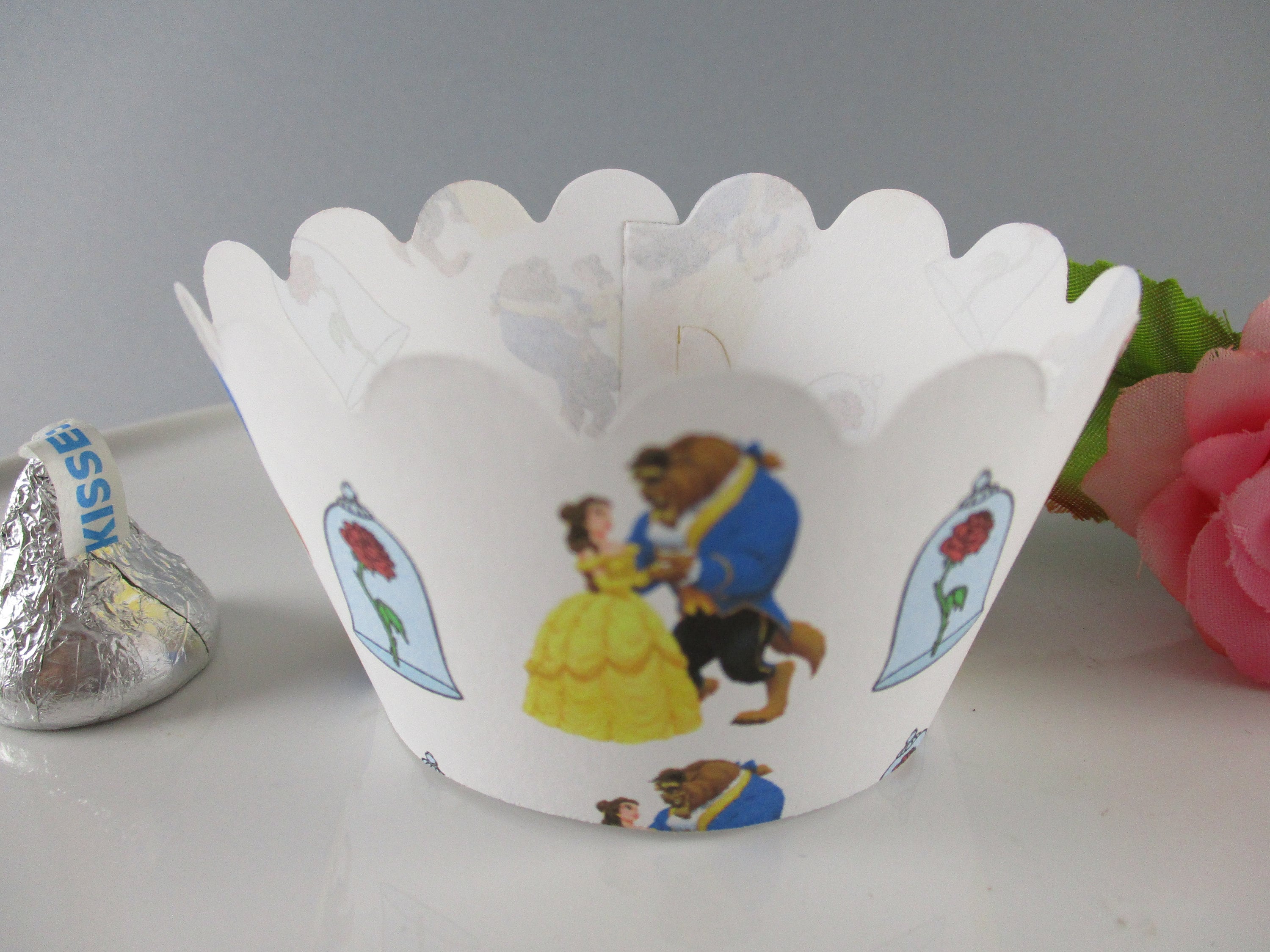 Princess Belle cupcake wrappers Belle cupcake wrappersPrincess birthday favors princess party Beauty and the Beast